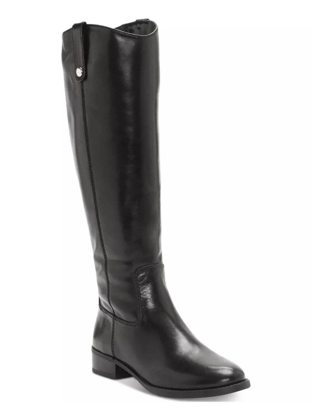 INC Fawne Black Leather Wide Calf Knee High Riding Boots Size 8 M NWT